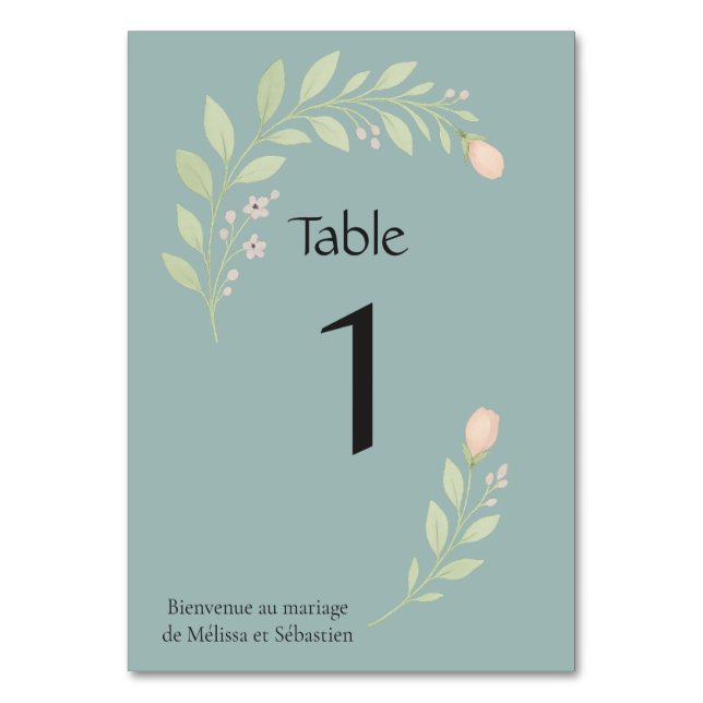Carte de numéro de table pour mariage, floral (Par défaut)