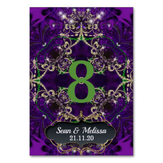 Carte de numéro de table Purple Green Gold