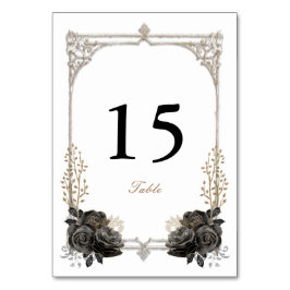 Carte de numéro de table Quinceañera Noir et Or