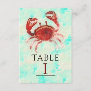 Carte de numéro de table Red Crab Elegant Beach Pa