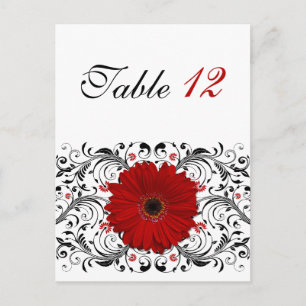 Carte de numéro de table Red Gerbera Daisy