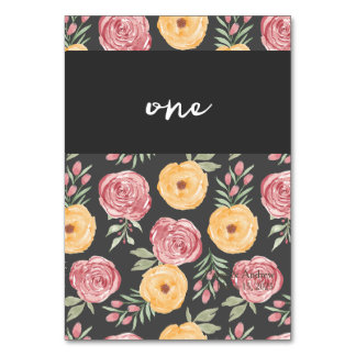 Carte de numéro de table Rose chic