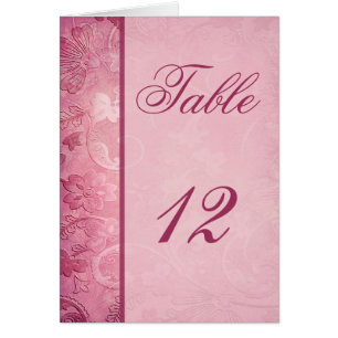 Carte de numéro de table rose Floral Paisley