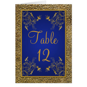 Carte de numéro de table Royal Blue and Gold