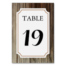 Carte de numéro de table Rustic Barn Wood