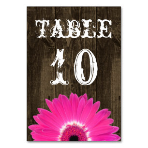 Carte de numéro de table Rustic Hot Rose Mariage