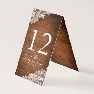 Carte de numéro de table Rustique Wood & White Lac