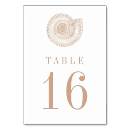 Carte de numéro de table Sandy Beige Tan Sea Shell