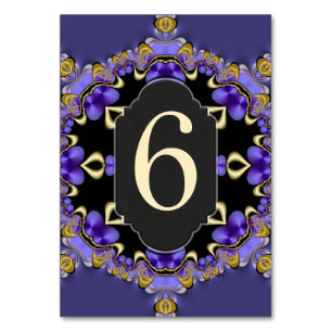 Carte de numéro de table Satin Purple Gold Gothica