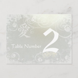 Carte de numéro de table Silver Cloud Kanji Love S
