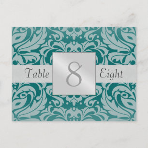Carte de numéro de table Silver & Mariage damassé