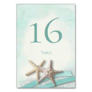 Carte de numéro de table Starfish Lace et Aqua Rib