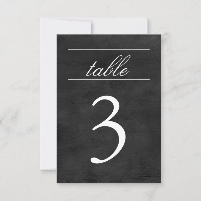 Carte de numéro de table | Tableau noir (Devant)