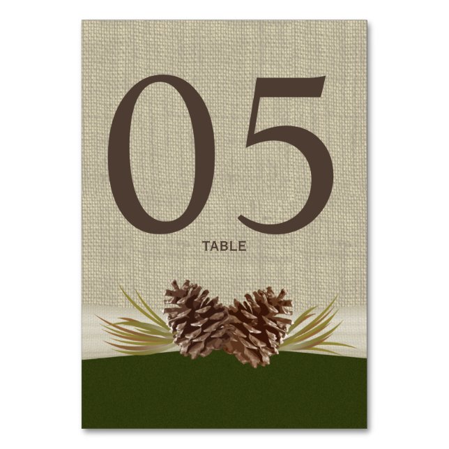 Carte de numéro de table verte Pine Cones et Burla (Par défaut)