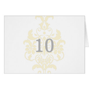 Carte de numéro de tableau de Damas subtiles jaune