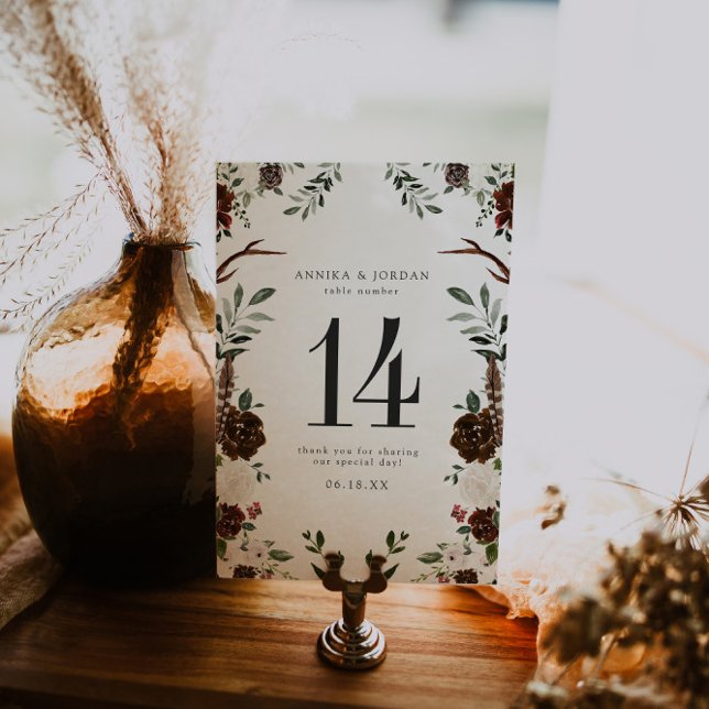 Carte de numéro de tableau de la botanique florale (Créateur téléchargé)