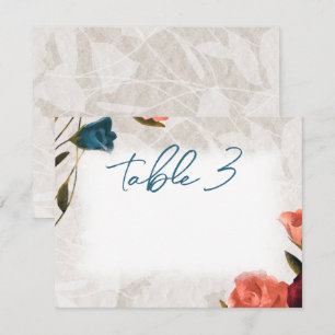 Carte de numéro de tableau de Mariage Rose turquoi