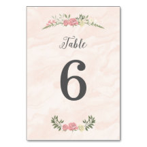 Carte de numéro de tableau de Mariage rose Waterco