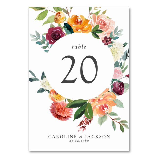 Carte de numéro de tableau des fleurs d'automne po (Par défaut)