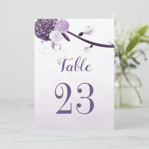 carte de numéro de tableau des fleurs violettes ro