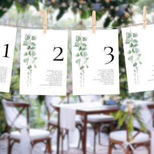 Carte de numéro de tableau des noms d'eucalyptus