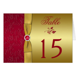 Carte de numéro de tableau imprimé RIBBON Red, Gol