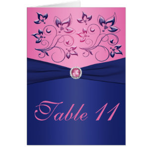 Carte de numéro de tableau Marine et rose