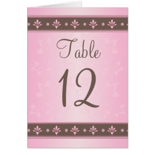 Carte de numéro de tableau Mocha et rose Floral