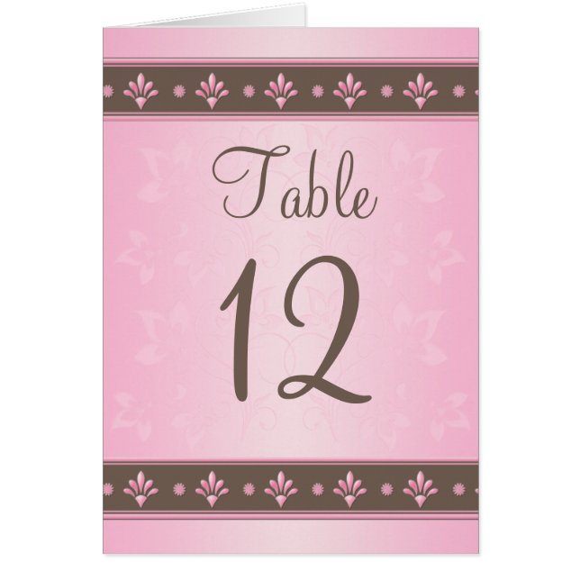 Carte de numéro de tableau Mocha et rose Floral (Devant)