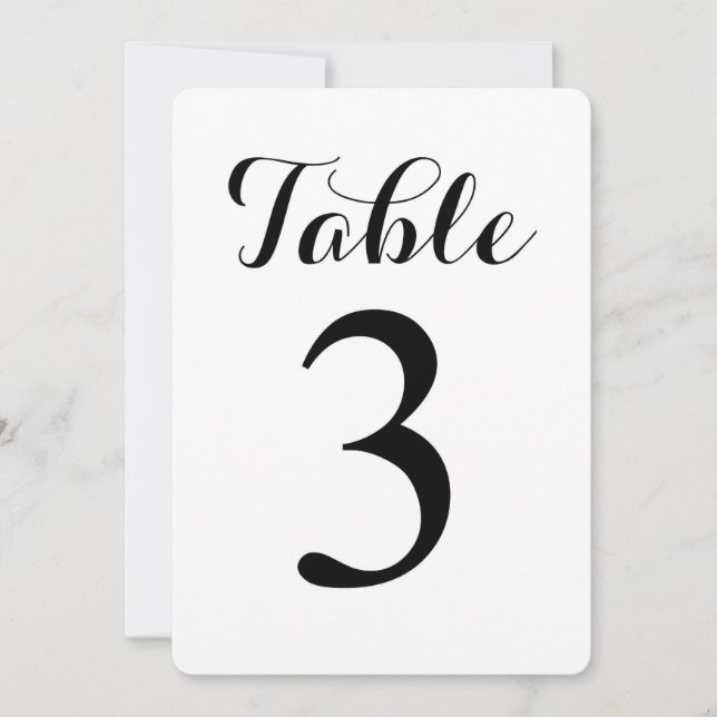 Carte de numéros de table 3 | Écriture moderne | C (Devant)