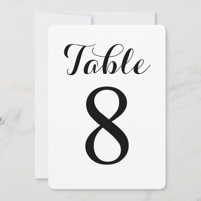 Carte de numéros de table 8 | Table 8 Moderne Scri (Devant)