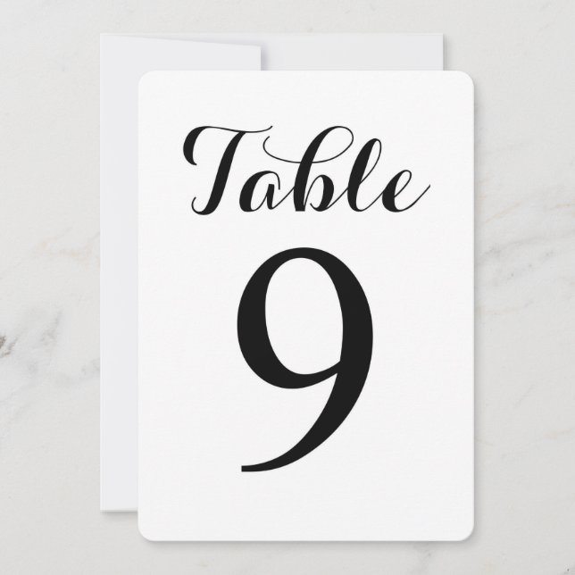 Carte de numéros de table 9 | Table moderne de sty (Devant)