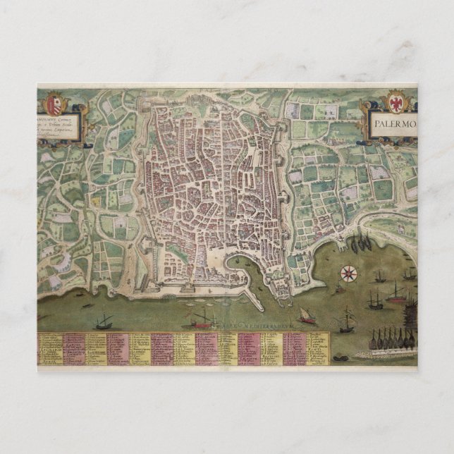 Carte de Palerme, de Civitates Orbis Terrarum par (Devant)