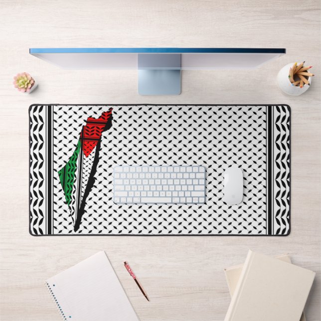 Carte de Palestine avec drapeau et Motif Keffiyeg (Bureau 1)
