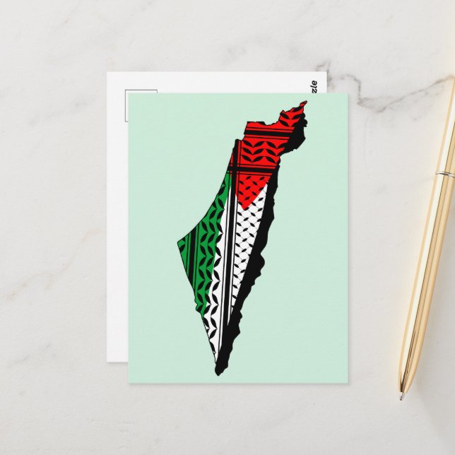 Carte de Palestine avec drapeau et Motif Keffiyeg (Devant/Arrière en situation)
