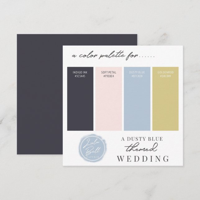 Carte de palette couleur bleu Dusty Marine Gold &  (Devant / Derrière)
