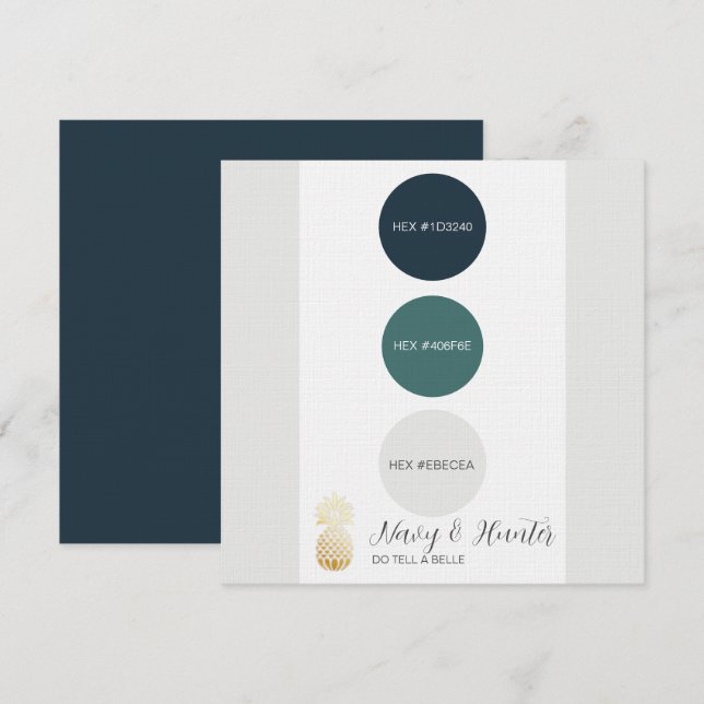 Carte de palette couleur verte marine bleu et chas (Devant / Derrière)