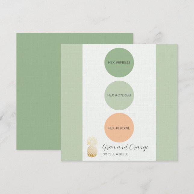 Carte de palette de couleur verte Sage (Devant / Derrière)