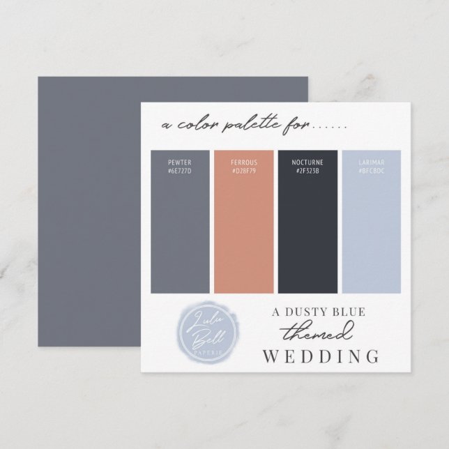 Carte de palette de couleurs Bleu Poussiéreux Rose (Devant / Derrière)