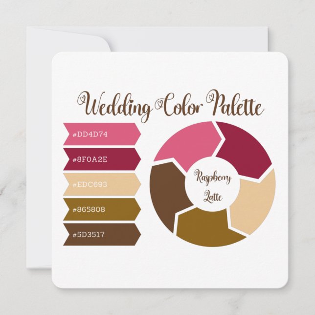 Carte de palette de couleurs de mariage avec codes (Devant)
