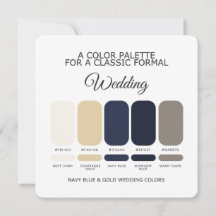Carte de Palette de Couleurs de Mariage Bleu Marin