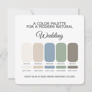 Carte de palette de couleurs de mariage bleu pouss