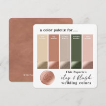 Carte de Palette de Couleurs de Mariage Clay & Blu