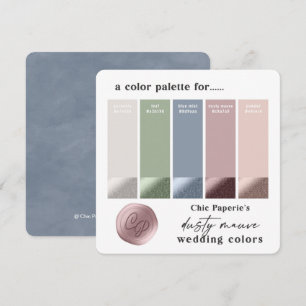 Carte de palette de couleurs de mariage Dusty Mauv