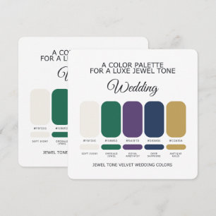 Carte de Palette de Couleurs de Mariage Luxe Bijou