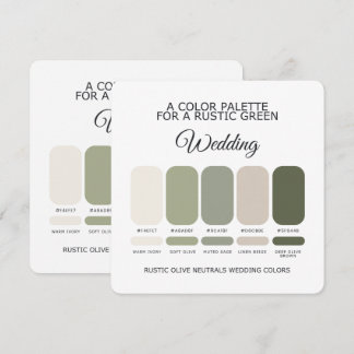 Carte de Palette de Couleurs de Mariage Rustique V