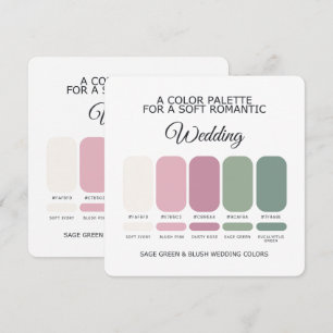 Carte de Palette de Couleurs de Mariage Vert Sauge