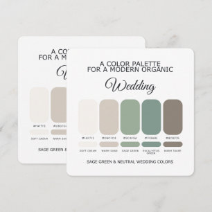 Carte de palette de couleurs de mariage Vert sauge