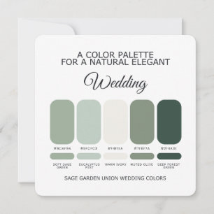 Carte de Palette de Couleurs de Mariage Vert Sauge