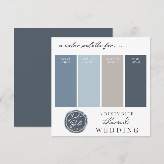 Carte de palette de couleurs Navy et Gris Bleu Pou (Devant / Derrière)